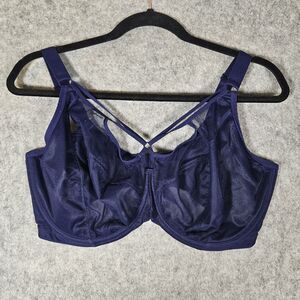 Elomi Navy Sachi Plunge Sheer Mesh Underwire Support Comfort 4350 Bra Size 36K